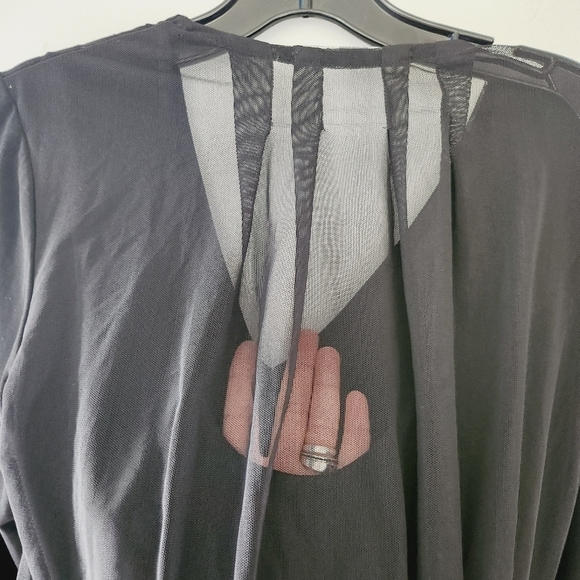 ALEX & AVA By Komarov two tone draped and twist front, sheer mesh back dress - Picture 9 of 11